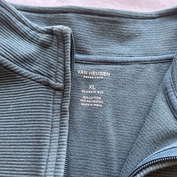 Van Heusen Flex XL Green 1/3 Zip Long Sleeve Ribbed Pullover‎ - Picture 7 of 7